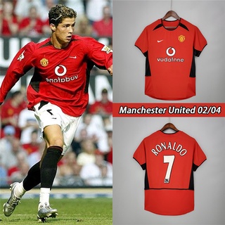 cristiano ronaldo #7 manchester united man u 2002 - 2004 retro home red football jersey