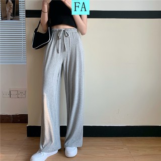 Pantalones deportivos grises mujer suelta recta verano 2021 nuevo estilo delgado y versátil pantalones anchos de cintura alta casuales