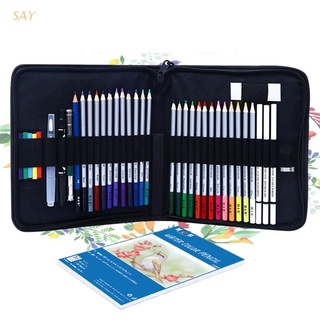 SAY 40pcs lápices de colores solubles en agua borrador sacapuntas Kit de cuaderno profesional suministros de arte para artista dibujo