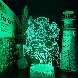 One Piece Luffy Sanji Zoro 3D Led ANIME LAMP Nightlights 16 Color Changing Lampara for Christmas Gift