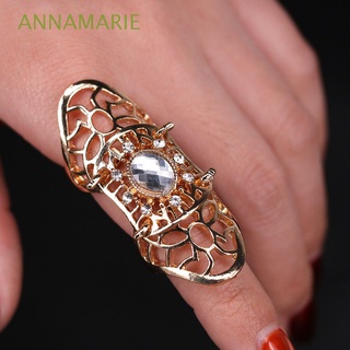 annamarie nuevo anillo de rock para mujeres/hombres de moda joyería punk anillos hueco fresco pergamino articulación anillo de cristal completo dedo garras anillos/multicolor