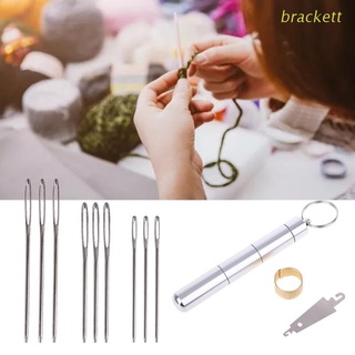 brack - kit de agujas de costura de metal, gran ojo, con enhebrador, tubo de almacenamiento de aluminio
