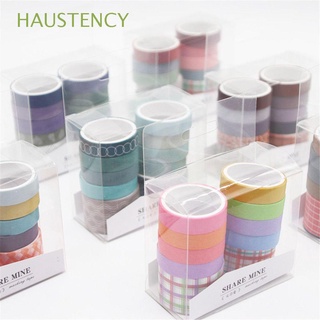 HAUSTENCY 10Rolls/Caja Set Washi Cinta Decorativa Scrapbooking De Enmascaramiento Escuela Lindo Suministros Papelería Adhesivo