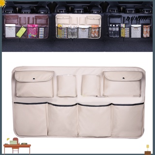 Bi asiento trasero organizador multibolsillo de gran capacidad impermeable de malla/Faux bolsillo de cuero coche bolsa de almacenamiento para coche (1)