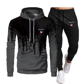 2021 invierno Gant marca chándal 2 piezas conjuntos de hombres sudadera con capucha +pantalones de cuerda Fitness Jogging traje deportivo