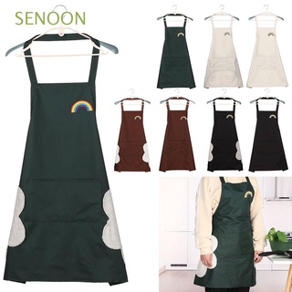SENOON Gift Aprons Kitchen with Pocket Waterproof Cooking for Unisex Adult Cute Hand-wiping Rainbow