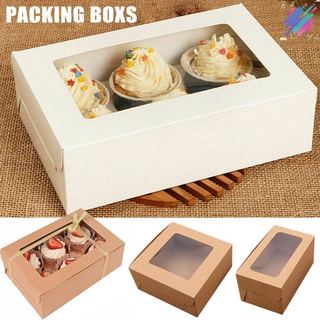 10pcs 2/4/6 agujeros papel kraft cupcake caja de embalaje muffin boda fiesta caso titular caja