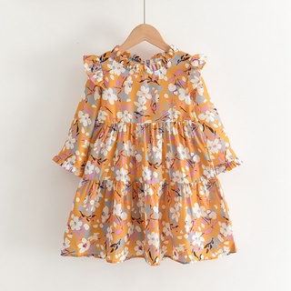 niño bebé niños niñas manga larga impresión floral falda vestido princesa vestido