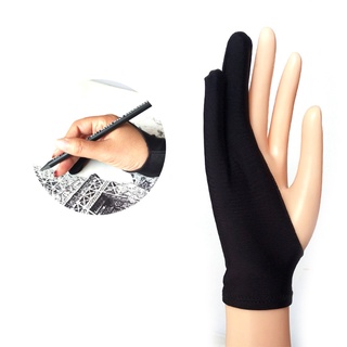 guante antiincrustante negro de 2 dedos, mano derecha e izquierda, dibujo para cualquier gráfico, tableta, tablero de pantalla (7)