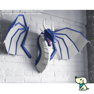 Colgante de pared cabeza de dragón, dragón occidental geométrico origami 3d modelo de papel tridimensional constituye diy manual creativo decoración del hogar