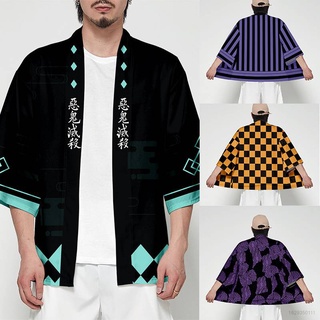 anime demon slayer: kimetsu no yaiba cosplay unisex cardigan kimono haori causal coat tanjirou tops xs-5xl tamaños
