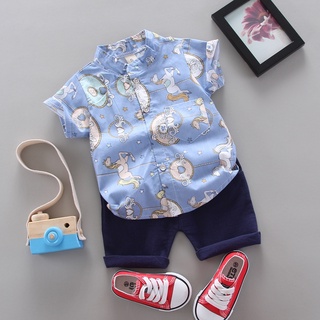 💐VILISI💐❤ Baju Baby Fasion 0-4 Years Old Boy Clothing Summer Baby Boy Fashion Cartoon Pony Pattern Shirt T-shirt + Shorts 2 Piece Set