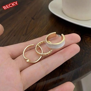 3 piezas set De anillos De acero inoxidable/De titanio/oro Rosa/ajustable/De Moda Coreana_BECKY