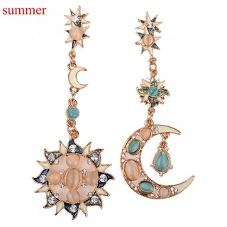 NEW Fashion Gold Star Sun God & Moon Crystal Rhinestone Stud Dangle Earrings CN