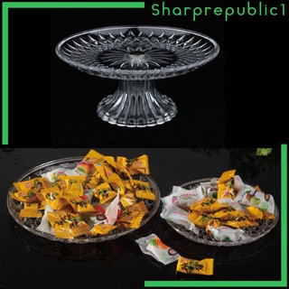 [shpre1] Bandeja redonda transparente para servir alimentos con Base, plástico, 35 x 11 cm