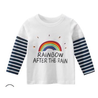 ♀Sq✲Jersey para niños, estampado de letras de cuello redondo a rayas de manga larga blusa camiseta para niñas, (6)