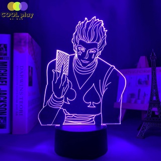anime hunter x hunter hisoka 3d luz led para dormitorio decoración luz de noche habitación lámpara de mesa regalo de cumpleaños acrílico led lámpara de noche hxh