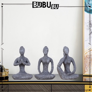 [ROOBON] Paquete de 3 piezas de Yoga Pose niña estatua escultura decorativa, oficina en casa estantería decoración acentos, figuras decorativas modernas