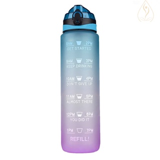 Bs botella de agua de 1 l con marcador de tiempo de paja Tritan libre de BPA deportes y Fitness hervidor de agua al aire libre gimnasio (3)