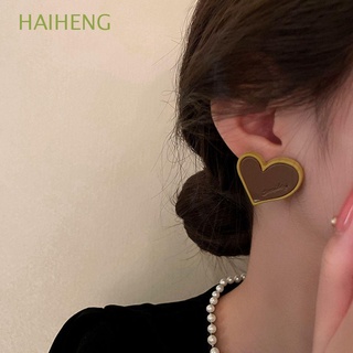 Haiheng aretes/pendientes de corazón con aguja de plata/estilo letra amor Retro/Multicolor