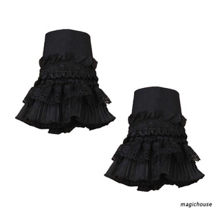 magichouse gótico retro negro desmontable manga falsos puños multi capa volantes encaje patchwork lolita princesa suéter pulsera decorativa