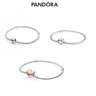 925 Silver Pandora Dream DORA Rose Gold Moments Close-set Heart clasp DIY Base Snakesbone bracelet for women