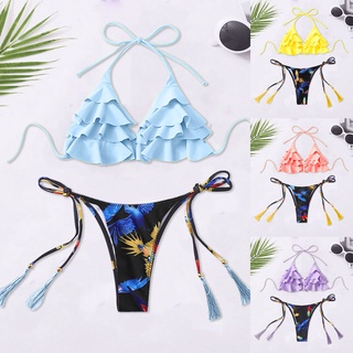 Bsefts.br Conjunto De bikini De rayas para mujer/Push Up Cintura Alta con dos piezas