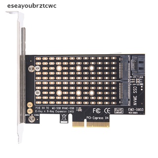 Eseayoubrztcwc Dual Use PCIe X4 to NGFF M.2 NVME PCIe M Key SATA B Key 2230 to 2280 SSD Adapter CL