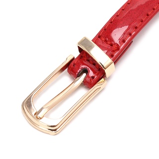 Seng Lady Color caramelo cinturón delgado hebilla de aleación de cuero sintético cintura cadena correa (2)