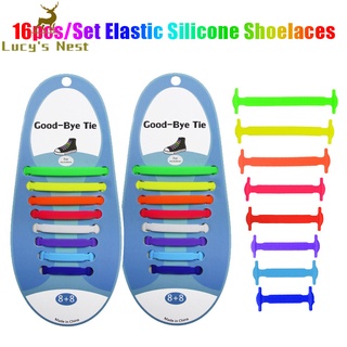 16 unids/Set mujeres elástico de silicona cordones sin lazo cordones para zapatos zapatillas de deporte entrenador niños