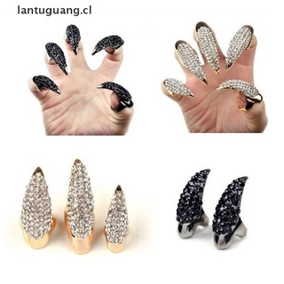 lantuguang: anillos de uñas falsos de halloween, diseño punk gótico, diseño de diamantes de imitación [cl]