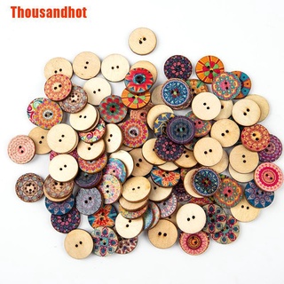 [Thousandhot] 100 botones Retro botones de costura a mano botón de impresión para decoración de ropa