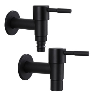 AN Stainless Steel Faucet Black Wall Mounted Washing Machine Tap Bath Toilet Mop Pool Water Taps for Outdoor Garden Bathroom