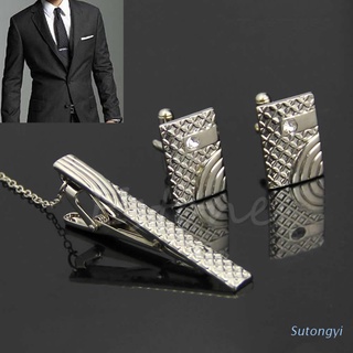 sut moda hombres oro metal corbata corbata cierre clip gemelos conjuntos simple regalo nuevo