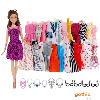 Gótico 20 artículo/Set accesorios de muñeca = 10x mezcla de moda lindo vestido + 4x gafas+6x collares ropa de vestir para Barbie gótico