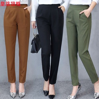 2021 Leggings de cintura alta camisa grandes yardas suelta Slim negro Casual recto mujeres pantalones (1)