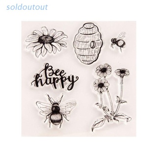 Sol happy bee Flor De silicón transparente sello Diy Álbum De recortes Embossing Fotos Decorativo tarjeta De Papel manualidades Arte regalo hecho a mano