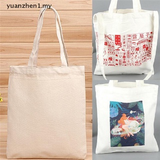 Zhen cremoso blanco de algodón Natural liso lona compras hombro Top Tote Shopper bolsa.