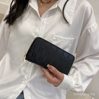 Nuevo bolso de mujer cremallera larga en relieve embrague moda gran capacidad Multi-tarjeta monedero monedero