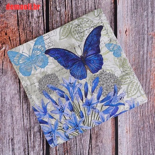 [demaoli] 20 piezas servilletas de papel Decoupage tejido púrpura flores mariposa
