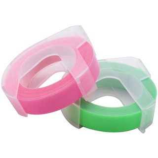 6 Rollos En Relieve Etiqueta Fabricante Cinta 3D Plástico 9 Mm x 3 Metros De Grabado Blanca Negro/Transparente/Sier/Oro/Fluorescente Rosa/Verde Para De Etiquetas Dymo (2)