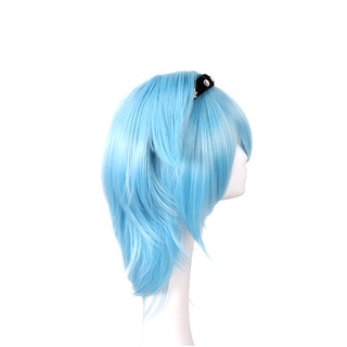 Genshin Impact Youla peluca Cosplay Hutao Curls azul pelo corto Props Lumine Venti Color degradado bifurcación impacto (3)