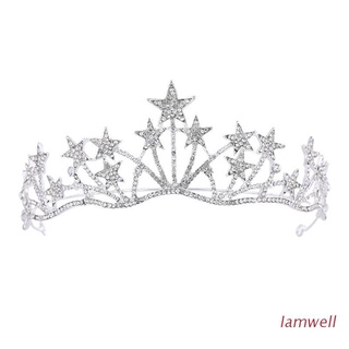 iam coronas de diamantes de imitación en forma de estrella coronas nupciales tiaras tocado de novia para ceremonia de boda fiesta