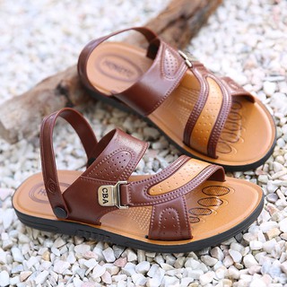 [Recomendado Por El Gerente De La Tienda] Sandalias De Los Hombres De Dedo Abierto Juventud Zapatos De Playa De Doble Uso De Mediana Edad Zapatillas (5)