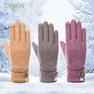 caron elegante mujer drive manopla linda flor coreana dedos completos guantes para niñas invierno color sólido pantalla táctil gruesa suave caliente guantes