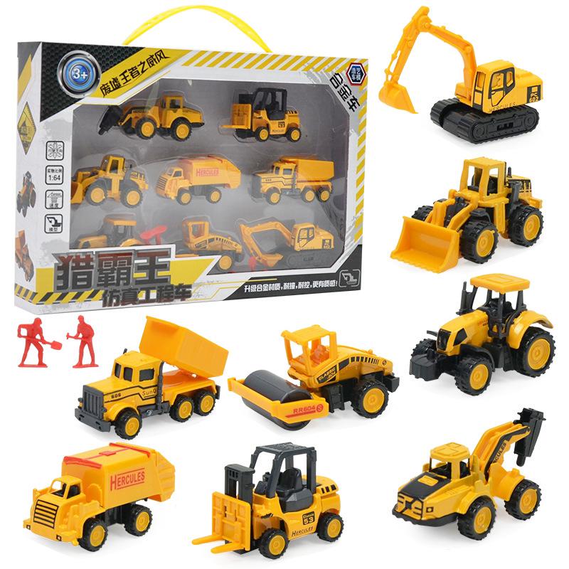 8pcs aleación construcción vehículo ingeniería coche volcado camión modelo juguetes