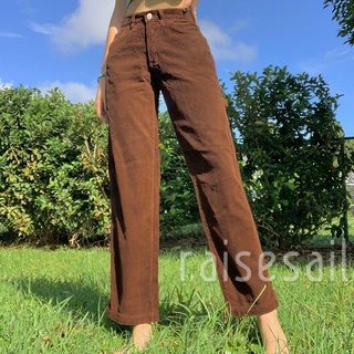 Rs-pantalones de pana de pierna ancha para mujer, Vintage de cintura alta, Color sólido, pantalones sueltos con bolsillos