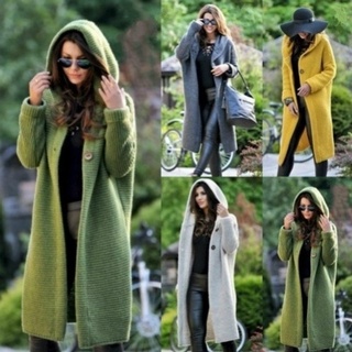New Autumn Winter Women Hooded Coat Cashmere Cardigan Sweater Coat Lady Solid Color Coat Thick Soft Fashion Jacket Long Plus Size Overcoat