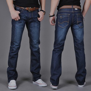 Casual hombres recto Slim jeans sueltos pantalones largos