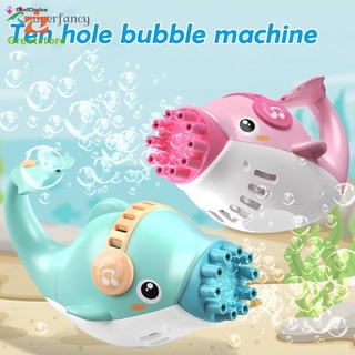 Máquina de burbujas eléctrica para niños en forma de delfín rica burbuja soplando juguete con 10 salidas y tazón de doble cabeza fabricante de burbujas (1)